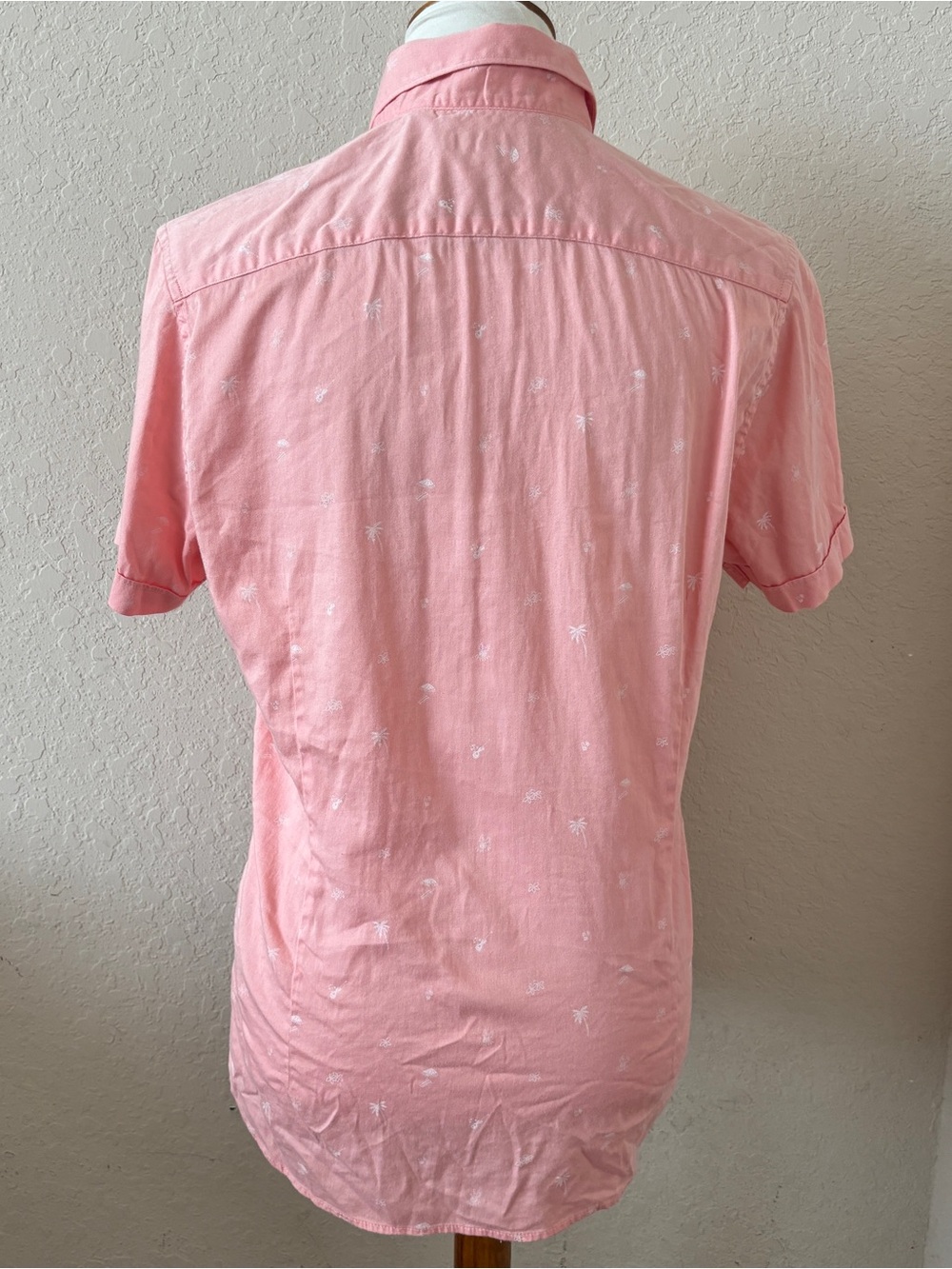 Ted Baker London Men's Sz 2 Pink Hawaiian Tropical Short Sleeve Button Up Shirt - Picture 4 of 5